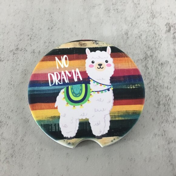 No Drama Llama Set of 2 Car Coasters - Picture 3 of 6